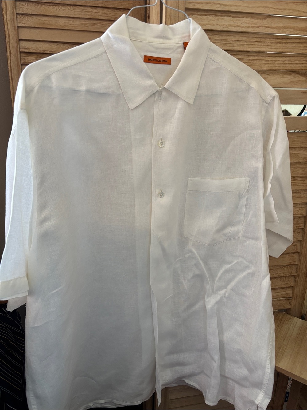 Martin Gordon White  Short-Sleeve Linen Shirt Large